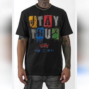 JUREN Stay Tru black Graphic Tee with Colorful Print